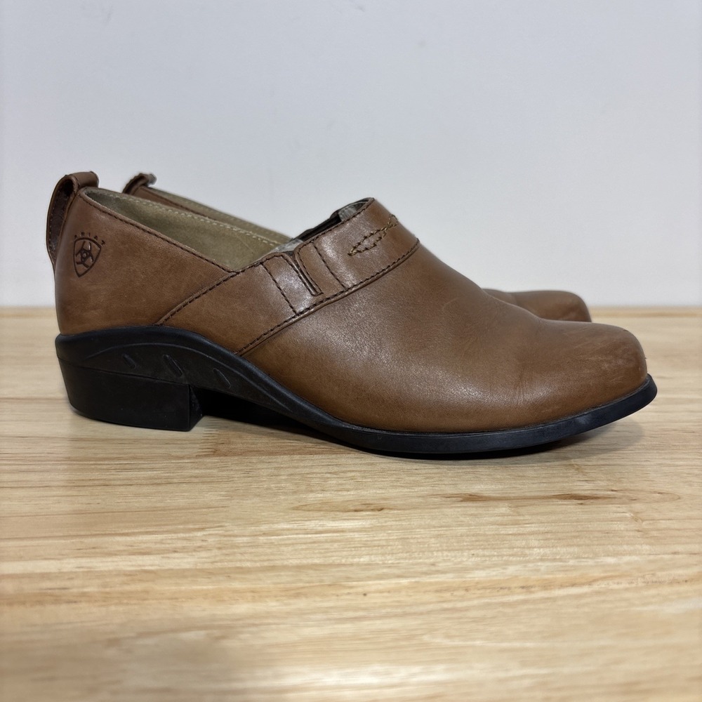 Ariat Leather Slip On Shoes‎ Clogs Cognac Brown Women's US 6 B / EUR 36